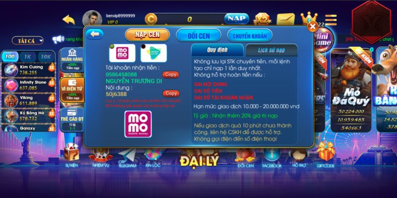 Nạp tiền và tham gia thế giới Benvip Club game bài nổ hũ