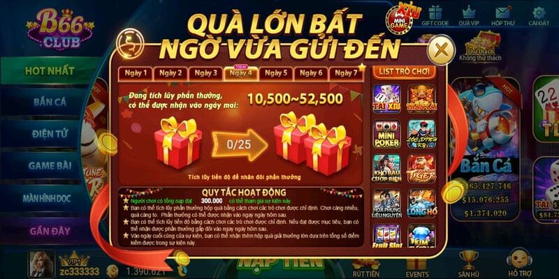 Nạp tiền mỗi ngày uy tín, nhận thưởng lớn tại b66.club game đổi thưởng